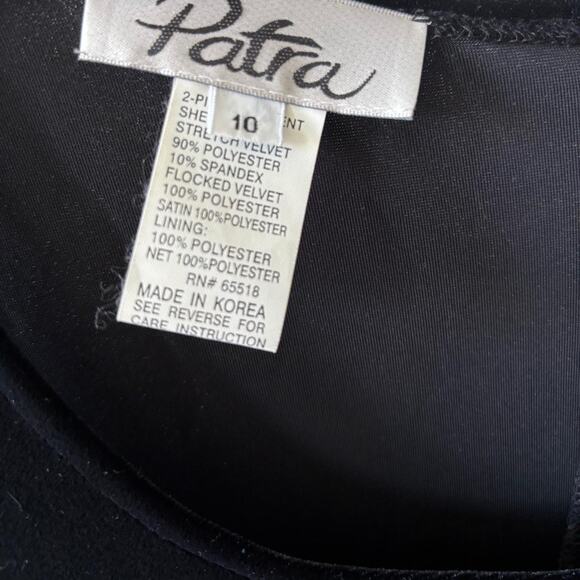 Patra 10 Black Velvet Silver Organza Floral Maxi Gown NWT Formal Evening Dress - Picture 4 of 8